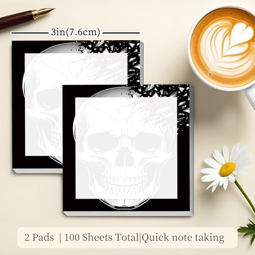 Sticky Notes 3x3 Inches, Cute Self-Stick Note Pads, Funny Memo Pads, Easy to Post Sticky Notes for Office, Home & Notebook Cool Skull - color: Cool Skull