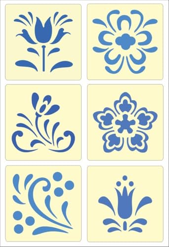 Rosemaling Stencil Set of 6 – Set #1 of 7. Reusable Scandinavian Folk Art Templates Painting on Wood, Walls Fabric Tattoos Furniture Ideal for DIY Crafts & Home Decor – The Artful Stencil
