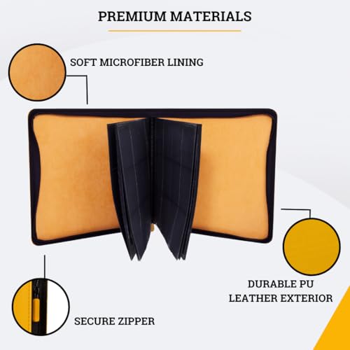 Card Guardian 12 Pocket Premium Binder with Zipper, Yellow - color: Yellow