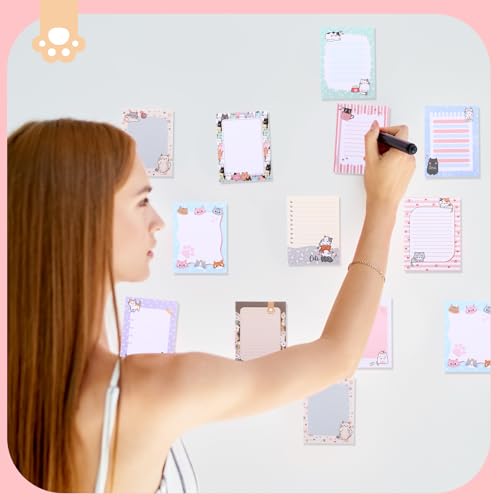 Chiisong 12 Pcs Cats Sticky Notes Cute Cat Gift - style: Cat Style