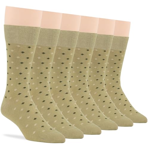 7BIGSTARS Men Cotton Patterned Crew Dress Socks 4-6 Pack, L 9-12 - color: 11a - Dotted, Khaki (Pt03)