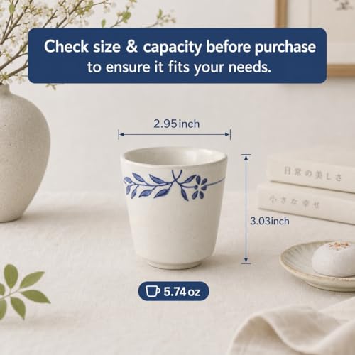 Japanese Style small tea cups set, Ceramic Espresso Cups, Cortado cups - color: Floral Pattern