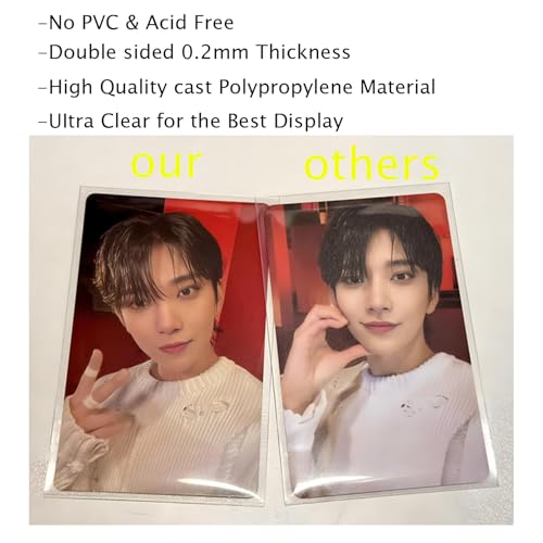 100 Pcs Kpop Photocard Sleeves (57x88mm),Clear Polypropylene Card Protector for Albums Photocards, PVC Free and Acid Free, Idol Photo Cards Protector Trading Cards Shield Cover