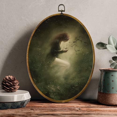 zewepri Forest Nymph Dark Academia Oval Canvas Art - color: Forest Spirit