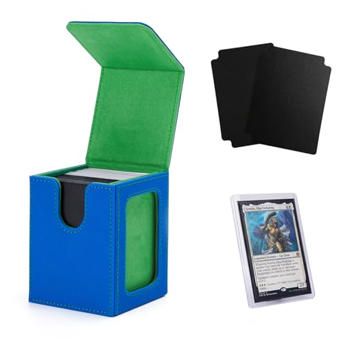 Venssu MTG Deck Box with Commander Display, Fits TCG Cards (Blue＆Green) - color: Blue＆Green