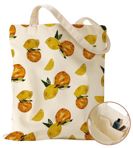 Miss Adola Canvas Tote Bag for Women with Inner Pocket - color: Lemon