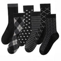6 Pairs Mens Dress Socks, Men Business Cotton Crew Socks - color: Black