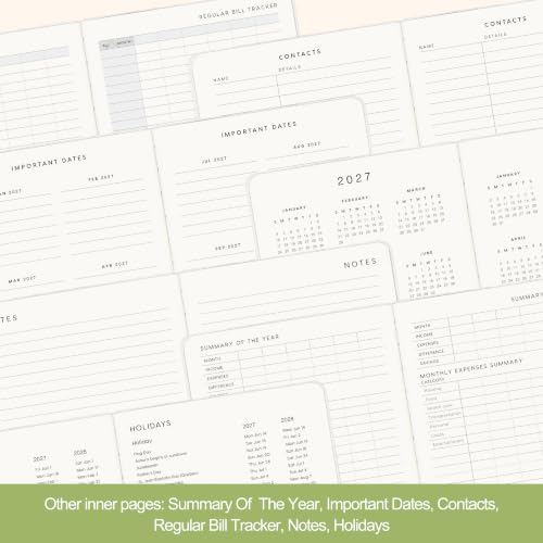 &And Per Se 2027 Planner, 12-Month Monthly & Weekly, 2027 Calendar Planner with 100gsm Paper, B5 Hardcover Faux Leather, 7.5" x 10" (Ribbon Bloom) - color: Ribbon Bloom, size: 7.5" x 10"(Jan 2027-Dec 2027)