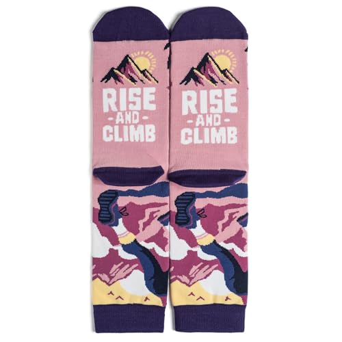 Lavley Women's Funny Socks Cute Novelty Gift for Women & Teens - color: Rise and Climb (Purple)