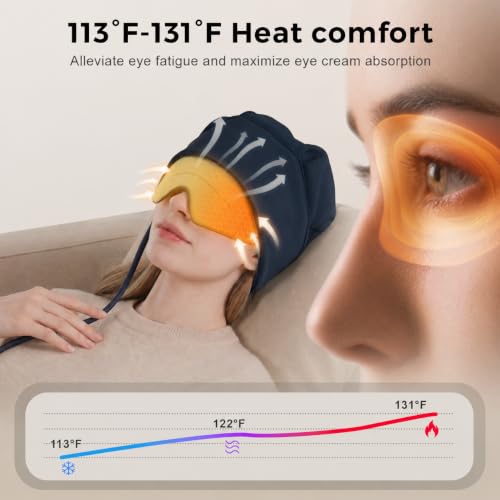 comrelax FSA Eligible HSA Approved Head and Eye Massager with Heat, 2200mAh Rechargeable Electric Scalp and Forehead Massage Tool, 6-Zone Kneading, Adjustable Pressure, Remote Control