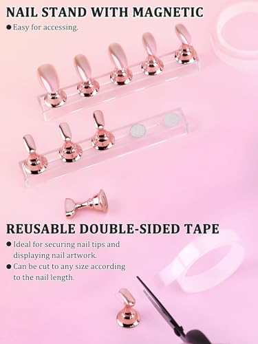 YOOVR 27-In-1 Nail Art Tools with Nail Stand Holder for Press on Painting - color: Pink