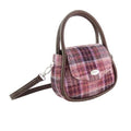 Glen Appin Harris Tweed 'Buchan' Round Mini Handbag - color: Pink/Burgundy Check
