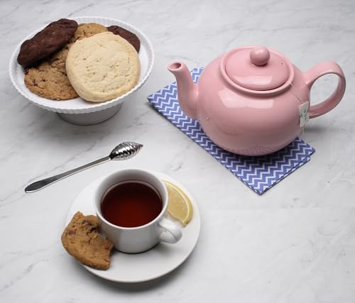 RSVP International Stoneware Teapot Collection, Microwave and Dishwasher Safe, 42 oz, Pink - color: Pink, size: 42 oz