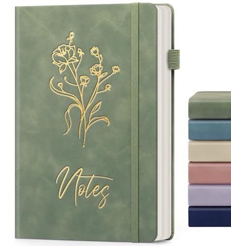 Lined Journal Notebook for Women Men, A5 Hardcover Leather Journals - color: B-Minimalist-Green, size: 1 Pack-A5（5.8"×8.3"）