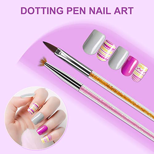 Artdone 9PC Nail Art Brushes Set double-ended, Liner Brush, Dotting Pen, Gel Polish Painting Tools For Nail Art Design - color: 9 PCS