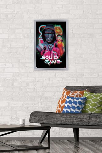 Trends International Netflix Squid Game: Season 2 - Group Glitch Wall Poster, 22.4L x 14.7W, Silver Framed Version - color: Silver Framed Version, size: 22.4"L x 14.7"W