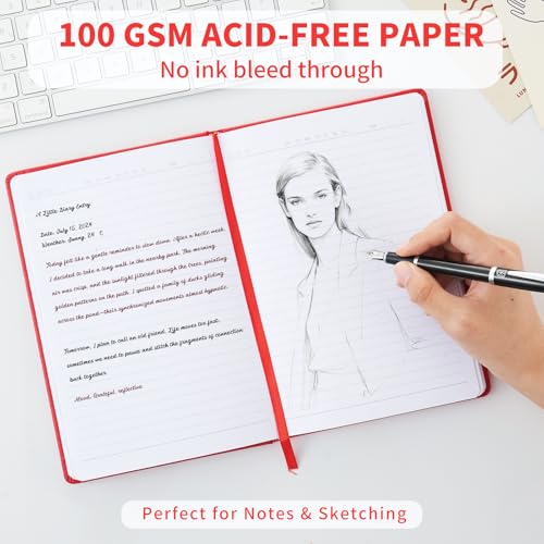 Heture Hardcover Notebooks, A5 Lined Journals Notebook for Writing 160 Pages, 8.2 x 5.5 inch, Red Colors Classic Ruled Notebooks for College/Work/Travel (Red, 1 Pack) - color: Red, size: 1 Pack