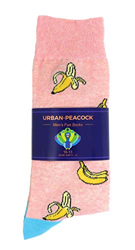 Urban Peacock Men's Novelty Fun Dress Socks Multiple Patterns/Multi-pair Options! - color: Bananas - Pink