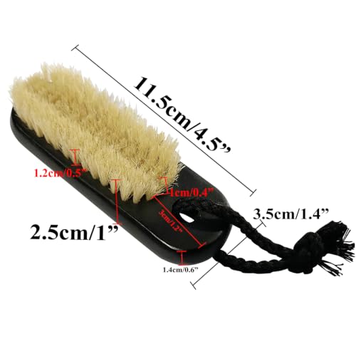 NewFerU Wooden Nail Brush Cleaner Black with 100% Natural Boar Bristles - color: Black With Rope