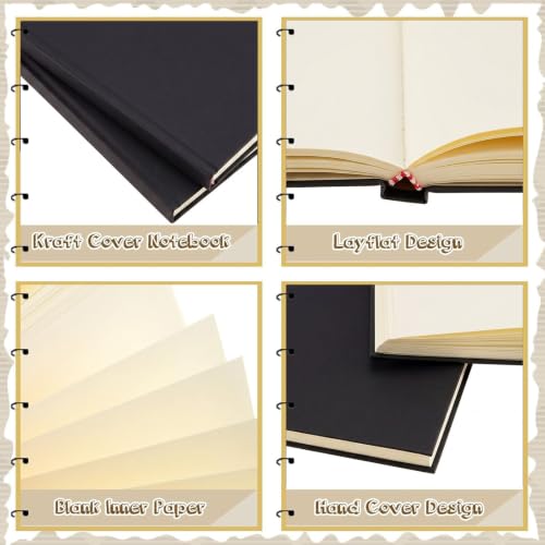 Henoyso 12 Pcs A5 Blank Notebook Journal Hardcover Sketchbook, 8.3 x 5.7 in - color: Black, size: 8.3x5.7 Inch