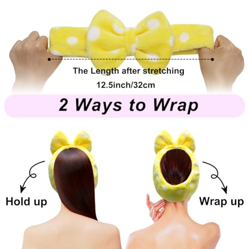 Shintop Sweet Super Soft Caroset Polka Dots Wash Cosmetic Headband Hairlace (yellow polka dots) - color: Yellow Polka Dots