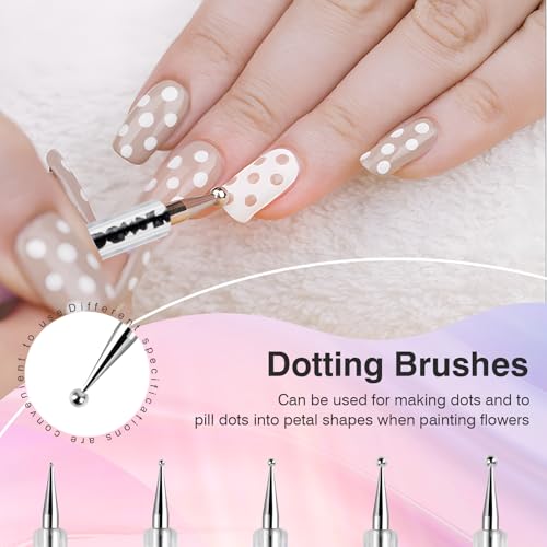 Nail Art Brushes, 5 Pcs Nail Brush Set with Liner Brush and Dotting Pens - color: 5PCS Nail Brush Set