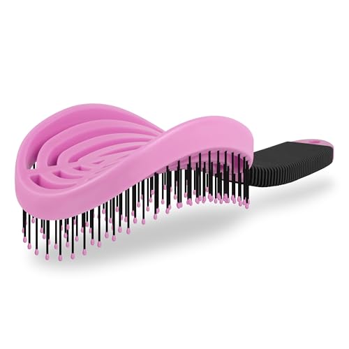 NuWay® DoubleC® Scalp Care Hair Brush – Patented Double Curve Design for Scalp Massage, Vented Blow-Dry Styling, Wet & Dry Hair, All Hair Types (Rose Pink) - color: Rose Pink