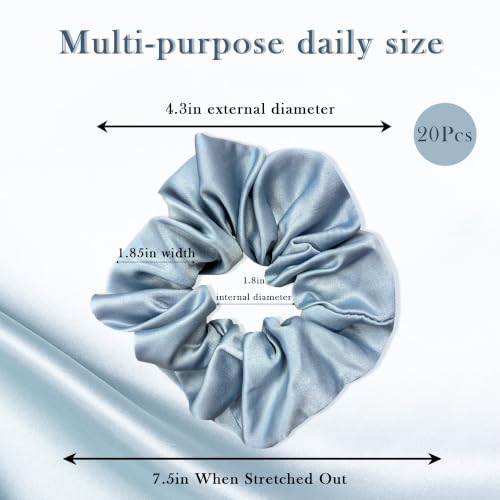 Simnice 20 Colors Satin Large Scrunchies for Women Soft Silk Hair Scrunchie - color: 20 Colors-L