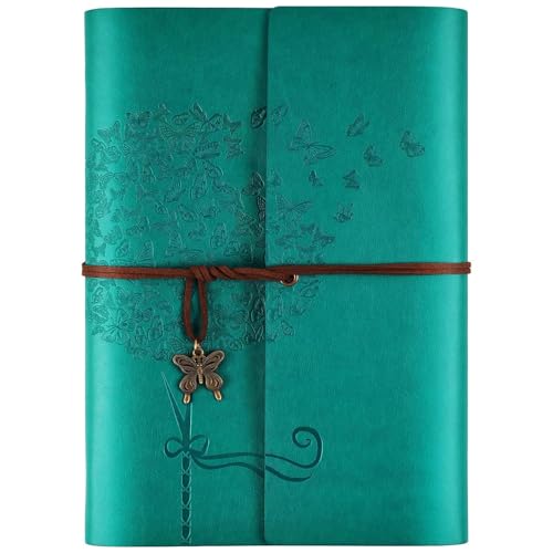 OMEYA Refillable Leather Journal for Women: A5, 100gsm Lined Paper, Blue - color: Blue, size: A5-9.3''×6.3''