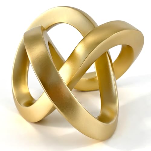 Gold Desk Accessories, Resin Gold Geometric Knot Sculpture for Decor