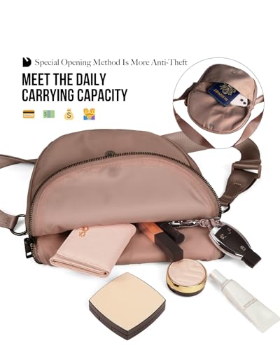 Crescent Bag for Women,Medium Nylon Crescent Bag Single Shoulder Bag - color: Crossbody bag-Brown
