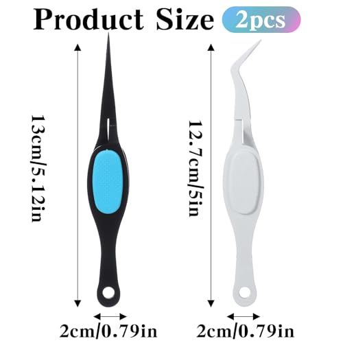 Ymapinc 2PCS Reverse Tweezers for Crafting - Stainless Steel - color: Black+white