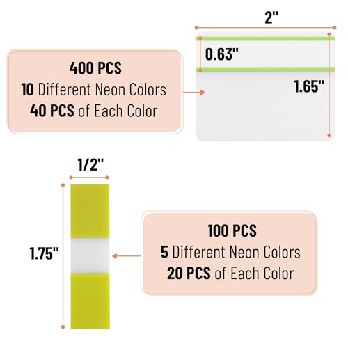 Mr. Pen- Sticky Index Tabs, 500 Pcs, 21 Sets, Colorful - color: Citrus