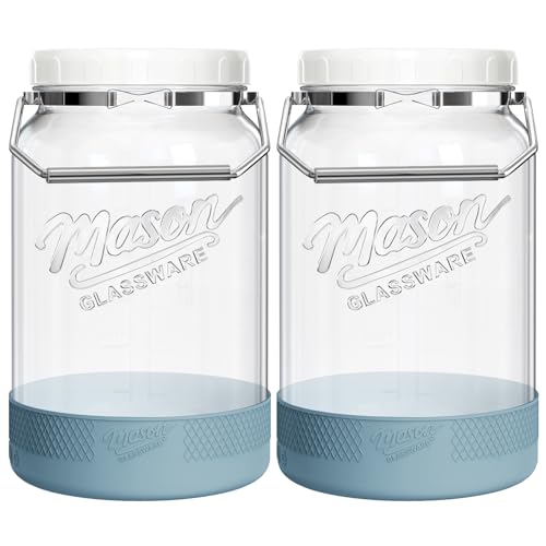 2 Pack 1 Gallon Glass Jar with Airtight Lid for Food Storage - size: 1 Gallon/2 Packs(with handle & base)