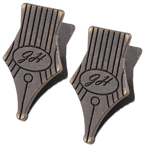 CRASPIRE 2Pcs Pen Nib Travelers Book Clips Vintage Metal Antique Bronze Journal Notebook Planner Holder Decorative Page Binder Clip for Tn Art Journaling Reading Photo Decoration Accessories - style: 2Pcs Pen Nib