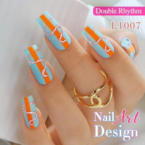 Double Rhythm 15 Ml Metallic Gel Liner Nail Art Gel Bronze Mirror Chrome Painted Drawing Stripper 3D Effect Gel Polish (Glitter Copper Gold-L1007) - color: Copper Gold