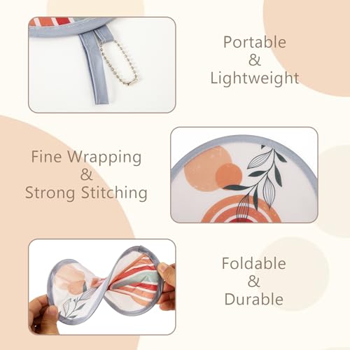 12Pcs Bohemia Round Foldable Hand Fan Japanese Foldable Fan Style Handheld Foldables Compact Cooling Fans,Round Folding Fan for Outdoor Games,Xmas Decoration,Festival,Party Favors,Travel,Events - color: Bohemia