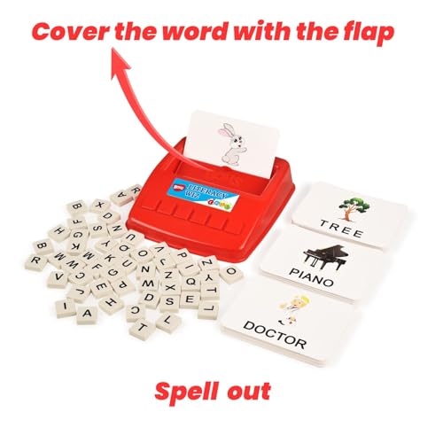 BOHS English Spelling Game for Kids, 60 Picture Cards and Uppercase Tiles - style: UPPER CASE