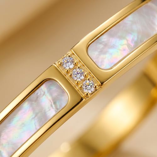 Hinged Bangle Bracelet for Women, Jewelry Gift for Anniversary Birthday - color: Gold