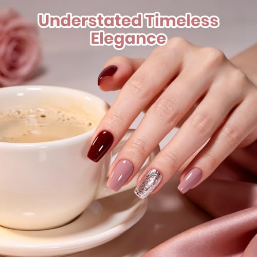 Beetles Neutral Gel Nail Polish Set, Mauve Brown Nude Pink Taupe - color: A - Nature | Dusky Luster