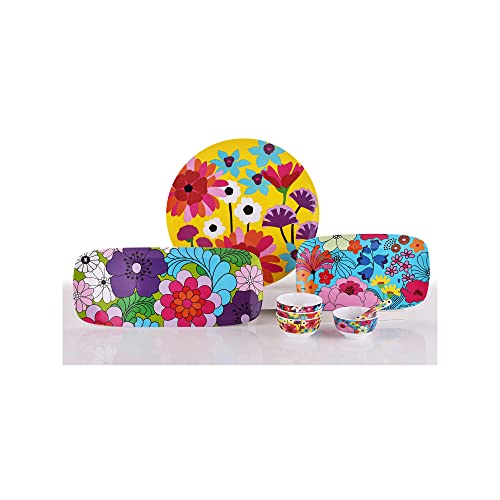 French Bull 13" Rectangular Platter - Melamine Platters and Serving Ware - Plate, Dish, Serving, Collection - Garden Floral - color: Garden Floral, size: 13" Rectangular Platter