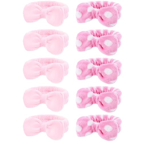10 Pack Pink Dot Soft Spa Headbands Bulk for Women Girls - color: Multicolor 03