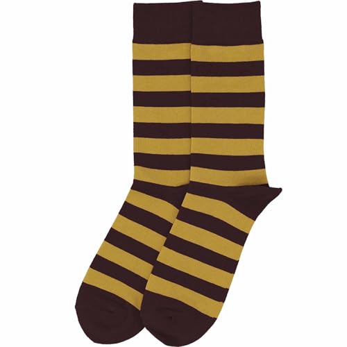tiemart Men's Socks, Fits Men's Shoe Sizes 8-12 - color: Brown and Gold Striped