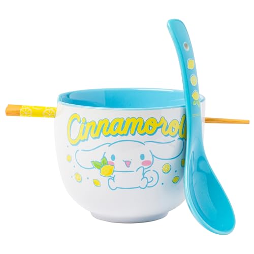 Silver Buffalo Sanrio Hello Kitty Lemons, Ramen Bowl with Chopsticks, 20oz - color: Cinnamoroll Lemons, size: 20 Ounces (No Spoon)