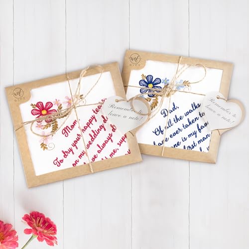 Mother of the Groom Gift Wedding Handkerchief Something Blue - color: Mom & Dad