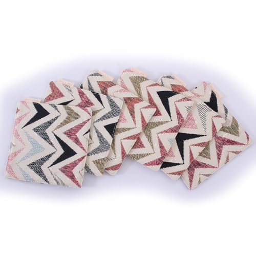 RUTH&BOAZ Plaid, Embroidery 100% Cotton Fabric Coasters for Drinks and Home Dinners/Set of 6/4" Square (INCA) - color: Inca