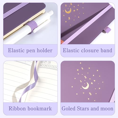 CAGIE Purple Journal for Women Men Lined Dream Journaling Notebook Diary A5 - color: 1 Pack 02 Light Purple