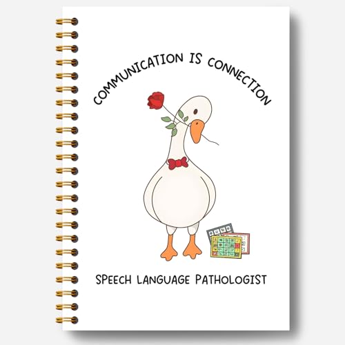 Guymn Speech Language Pathologist Goose Notebook, SLP Speech Therapy Journal, Speech Therapist Gifts, Red Bow Rose Goose Hardcover Spiral Notebooks Journals 5.5x8.3 Inch - color: Section 7