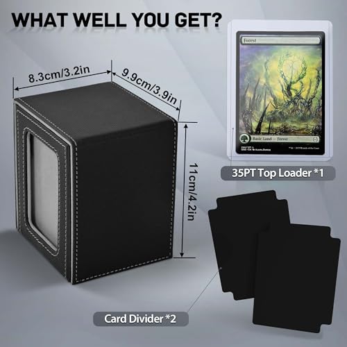 ZLCA MTG Deck Box with Window Display Holds 100 Double-Sleeved Cards - color: A1-Black, size: B-Vertical-Commander