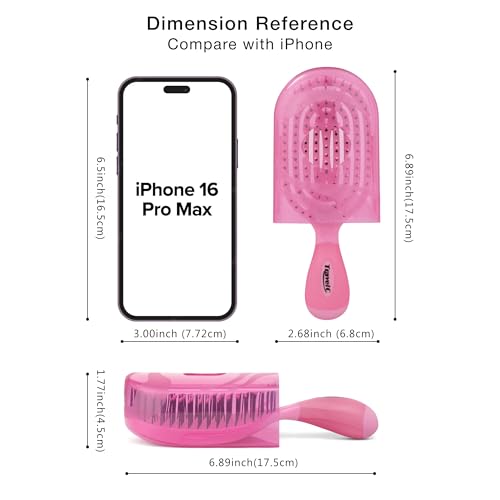 NuWay® TravelC® Scalp Care Hair Brush with Patented Travel Case – Vented Hair Brush for Scalp Massage, Blow-Dry Styling, Wet & Dry Hair, All Hair Types (Rose Pink) - color: Rose Pink
